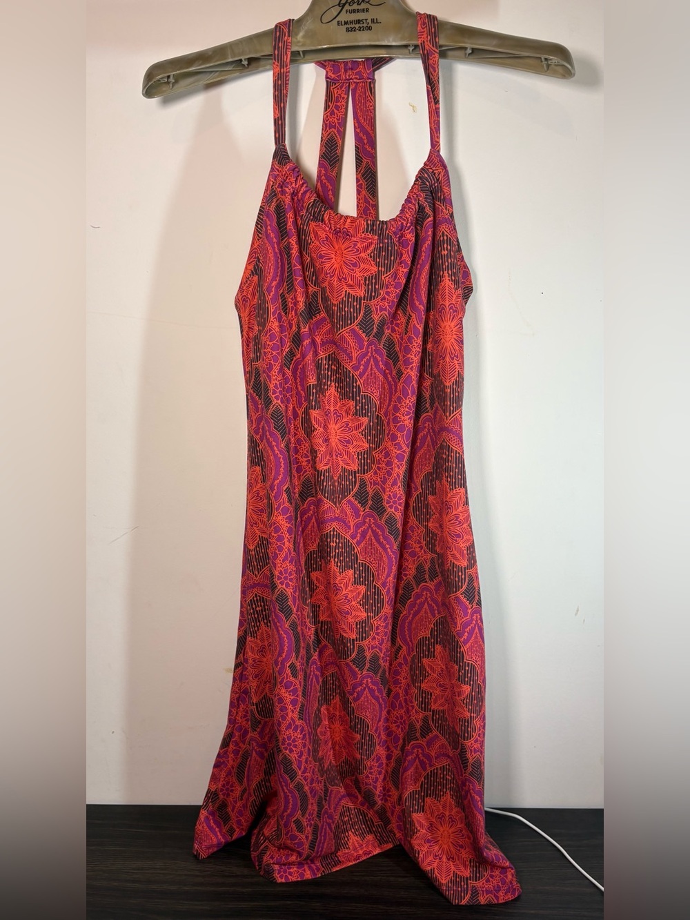 Prana Floral Halter Maxi Dress - Red & Pink